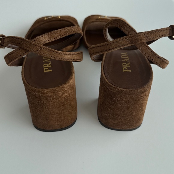 Prada Women's Brown Suede Heeled Sandals size 39.5 - Picture 4 of 8